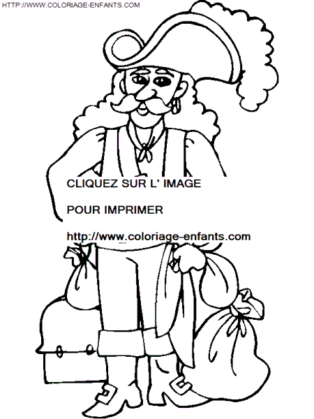 coloriage pirate avec les sacs du tresor